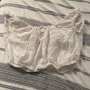 Gauze eyelet crop top, Free People, medium. Can be worn off shoulder or on.